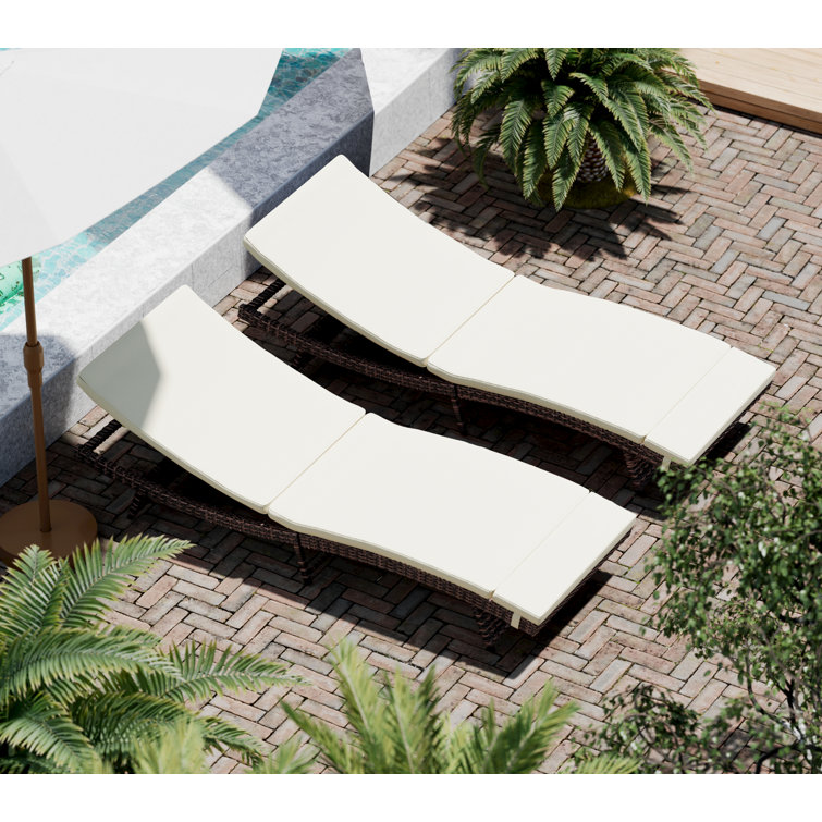 Ivy Bronx Giavona Outdoor Wicker Chaise Lounge Set of 2 Wayfair